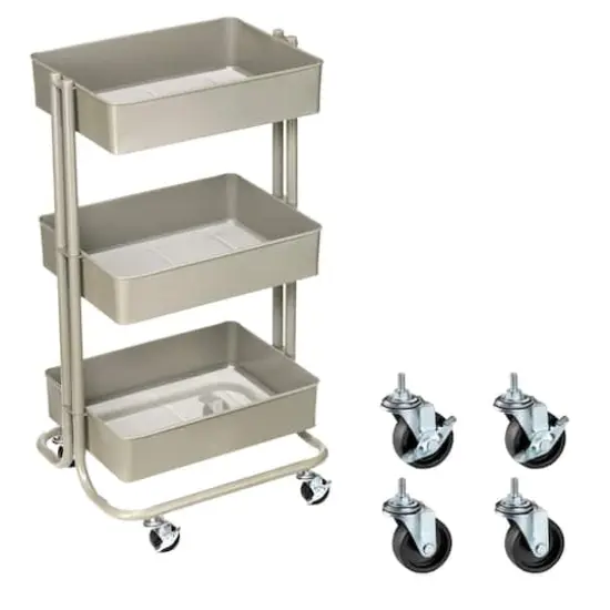 Lexington 3-Tier Rolling Cart by Simply Tidy® Greige {5}