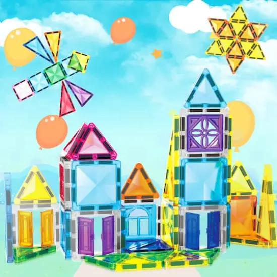 PicassoTiles® 48-Piece Mini Diamond Magnetic Tiles Series Set {8}