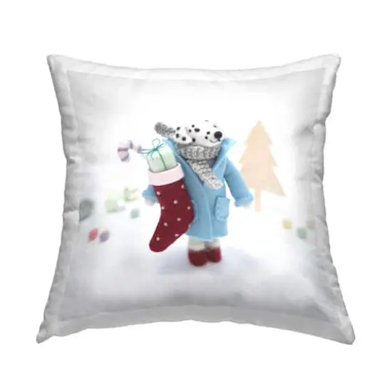Stupell Industries Smiling Dalmatian Christmas Gifts Throw Pillow {1}