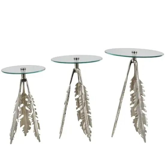Silver Leaf Aluminum Metal Table Set {1}