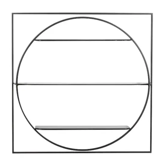 Black Metal Contemporary Wall Shelf, 32" x 32" x 5" {3}