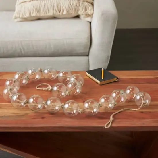 8ft. Extra Long Handmade Glass Beaded Garland with Tassels Clear {3}