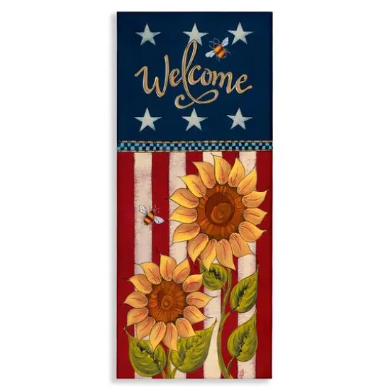 Stupell Industries Americana Welcome Country Sunflowers Canvas Wall Art {1}