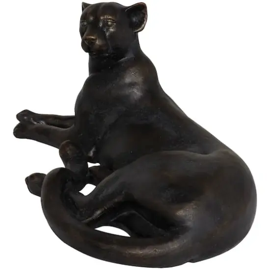 13" Black Laying Leopard Sculpture {5}