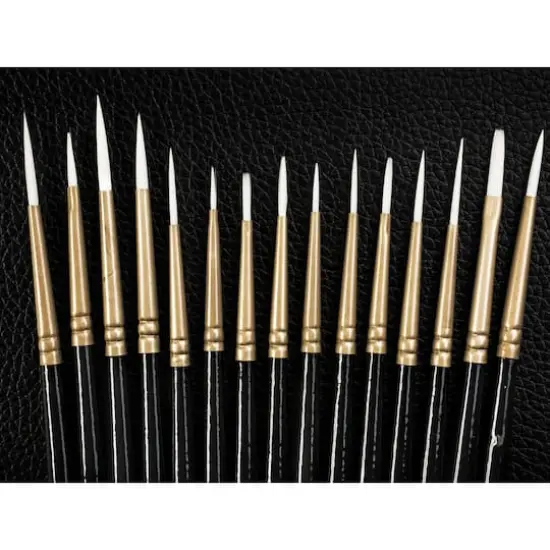 Arteza&reg; 15 Piece Handmade Taklon Miniature Detail Brush Set {6}