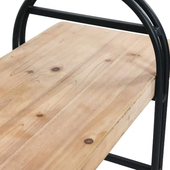 Hello Honey&reg; 48" Light Brown Driftwood & Black Iron Bench {5}