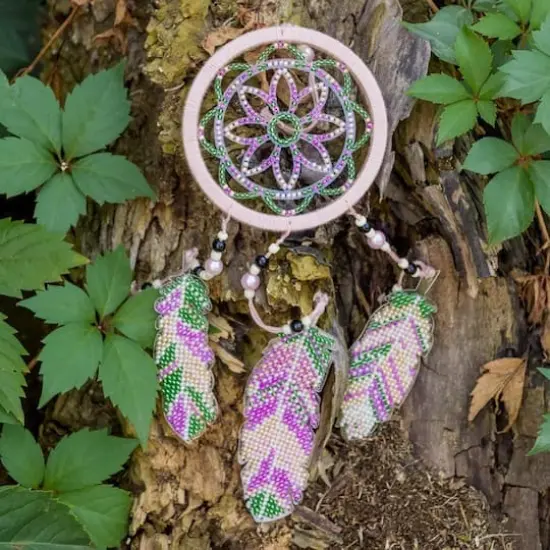 Wonderland Crafts Pink Dream Catcher Bead Embroidery on Plastic Kit {1}