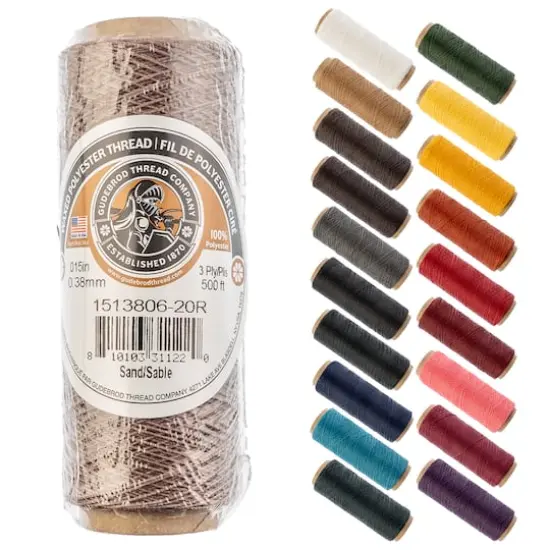 Gudebrod 0.015" 3 Ply Waxed Thread, 500ft. Sand {1}