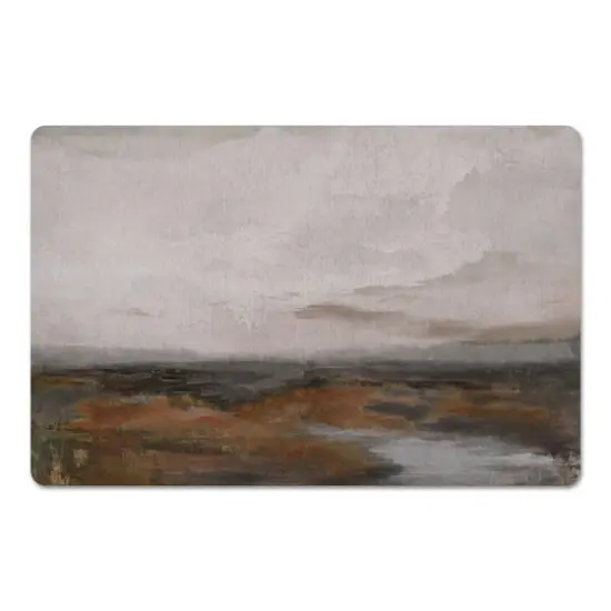 18" x 27" Moody Rust Abstract Riverscape Floor Mat {1}