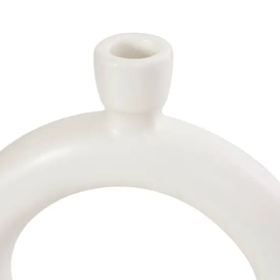 CosmoLiving by Cosmopolitan 12" Black & White Ceramic Geometric Ring Taper Candle Holder Set {10}