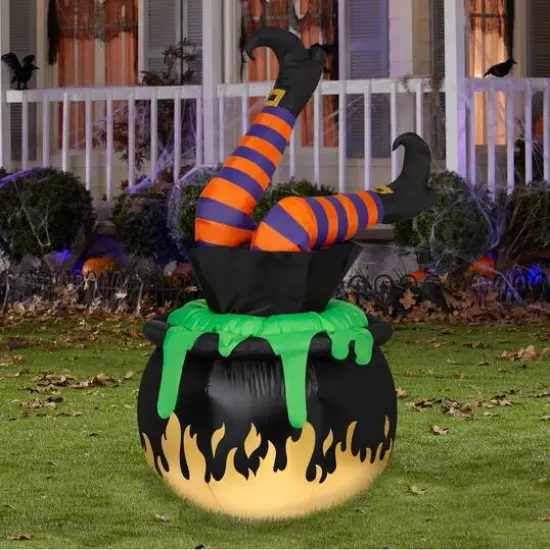 6ft. Airblown&reg; Inflatable Animated Halloween Inflatable Kicking Witch Legs in Cauldron {5}