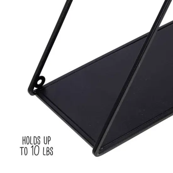 Honey Can Do 28" Black Three-Tier Triangle Decorative Metal Wall Shelf {12}