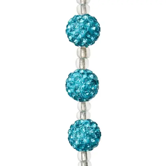 Aqua Rhinestone Studded Round Beads, 10mm by Bead Landing&trade; {1}