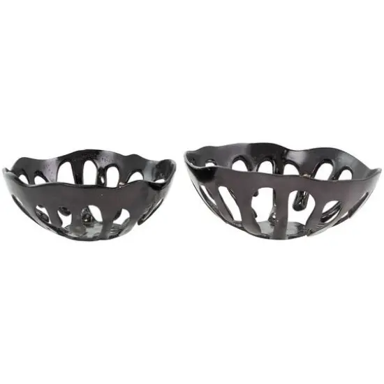 Aluminum Drip Decorative Bowl Set with Open Frame Design Black {2}