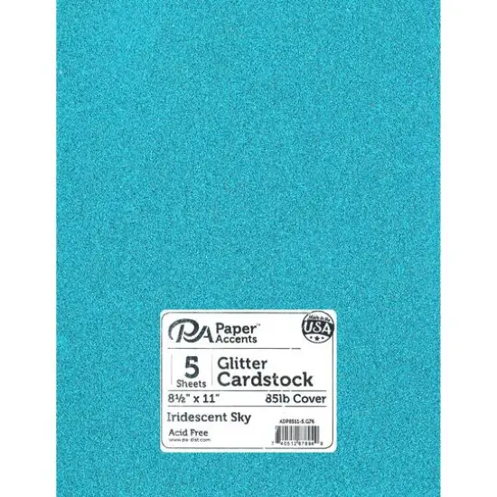 PA Paper™ Accents 8.5" x 11" 85lb. Glitter Cardstock, 5 Sheets Iridescent Sky {1}
