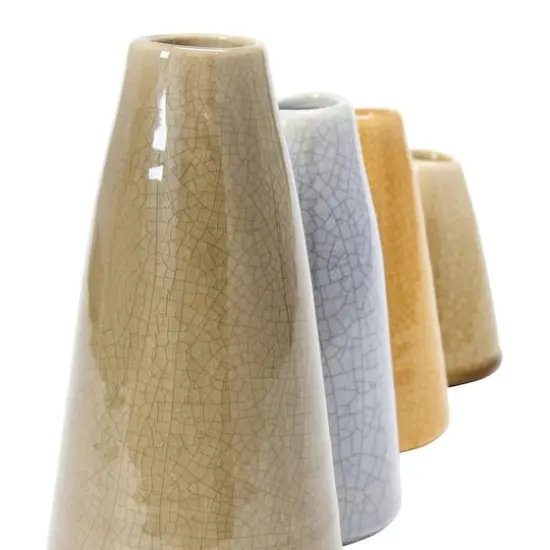 Hello Honey&reg; Decorative Conical Stoneware Vase Set Beige Tone {4}