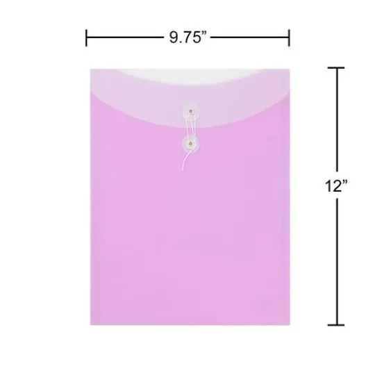 JAM Paper 9.75" x 12" Two-Tone Lilac Purple Plastic Button & String Tie Closure Envelopes, 12ct. {6}