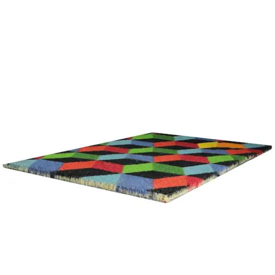 Multicolor Cube Coir Outdoor Rectangular Door Mat, 29.5" x 18" {3}