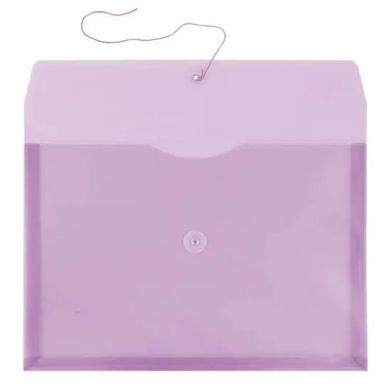 JAM Paper 9.75" x 14.5" Button & String Tie Closure Plastic Envelopes, 12ct. Lilac Purple {4}