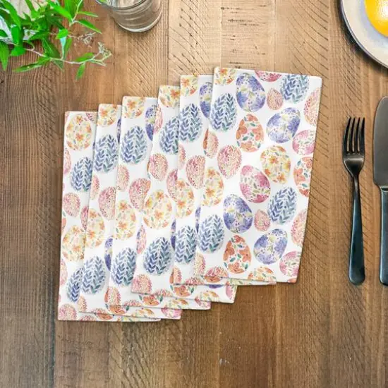 Colorful Floral Easter Eggs 10" x 10" Cotton Twill Napkin {4}