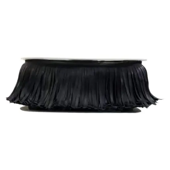 4" Faux Leather Fringe Trim by Celebrate It&reg; Black {4}