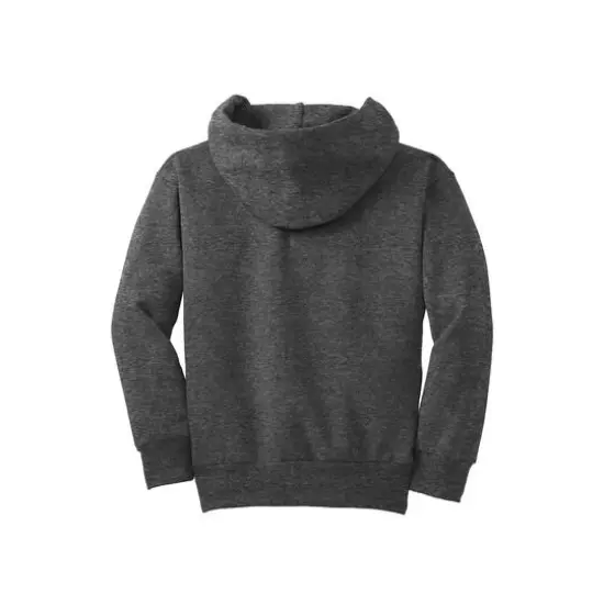 Port & Company® Neutrals Youth Core Fleece Pullover Hooded Sweatshirt Dark Heather Gray {4}