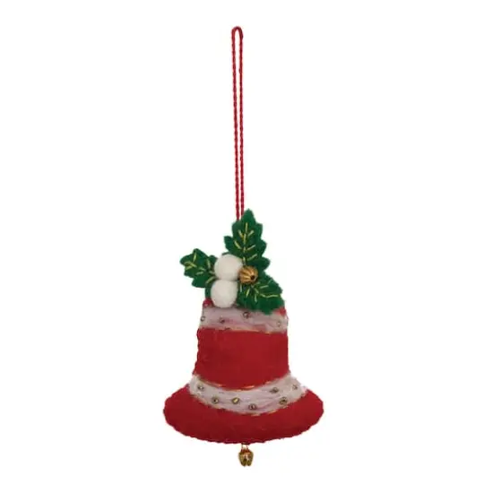 Hello Honey&reg; 4" Wool Felt Bell Ornament with Beads & Embroidery {1}