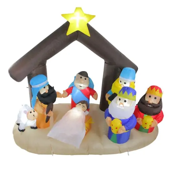 5.5ft. Inflatable Nativity Scene Lighted Christmas Outdoor Decoration {1}