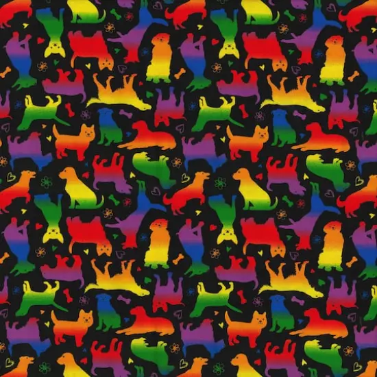 Fabric Traditions Rainbow Dogs Cotton Fabric {1}