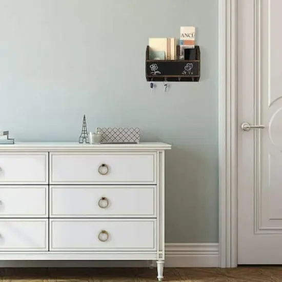 NEX&trade; Wall Mount Mail & Key Holder Organizer with Chalkboard Surface Brown {7}