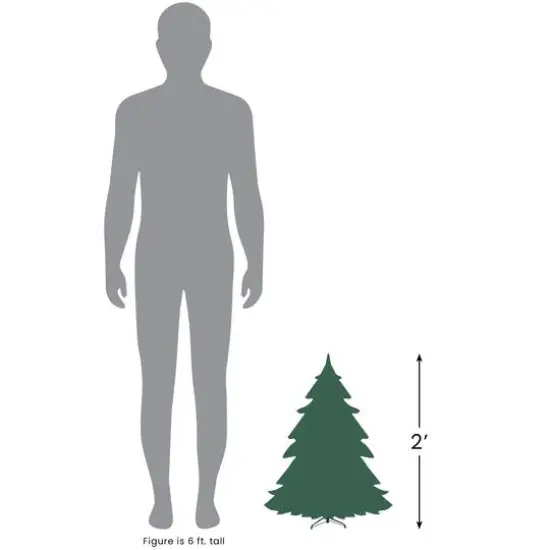2ft. Pre-Lit Slim White Artificial Christmas Tree, Green Lights {7}