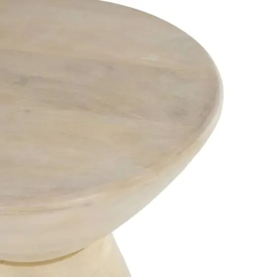 18" Cream Mango Wood Accent Table {5}