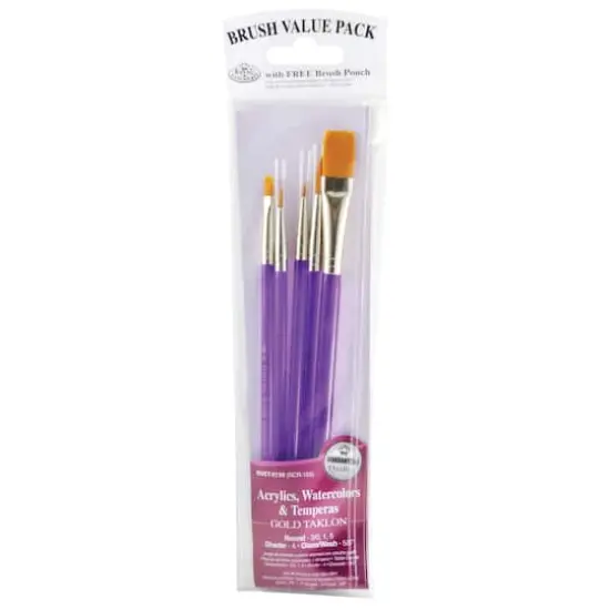 Royal & Langnickel&reg; Zip N' Close Purple Gold Taklon 5 Piece Brush Set {1}