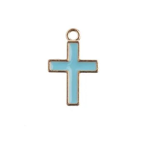 John Bead Sweet & Petite Cross Charms, 10ct. Light Blue {1}