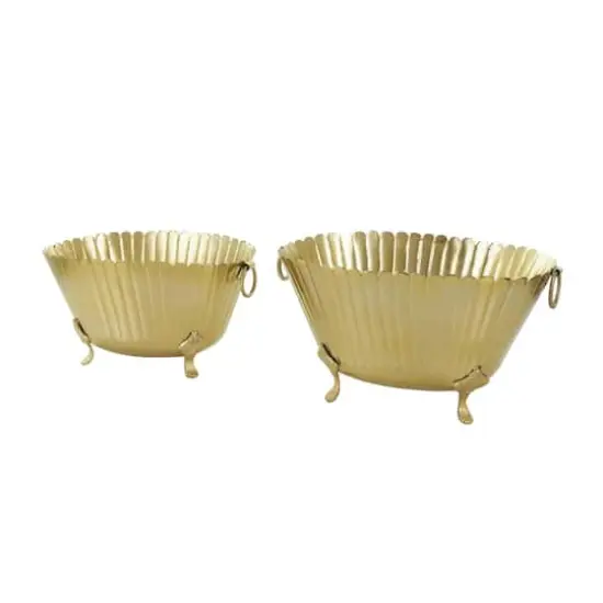 Gold Metal Planter Set {1}