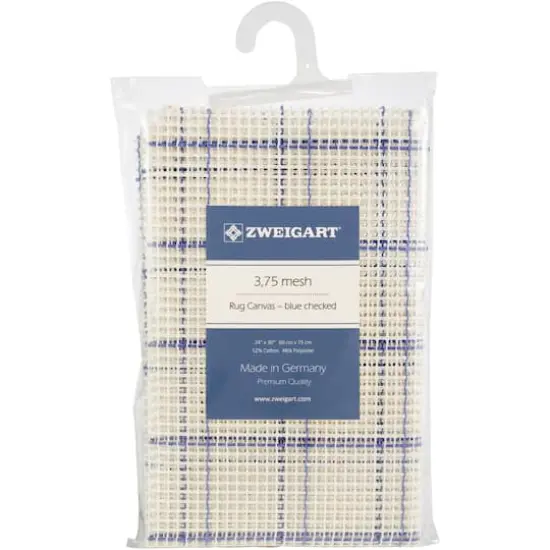 Zweigart&reg; Blue Checked 3.75" Mesh Rug Canvas, 24" x 30" {1}