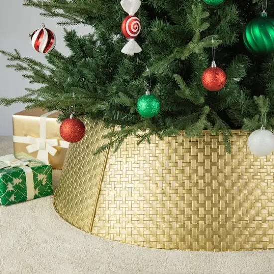 Glitzhome&reg; 3ft. Gold Weave Metal Tree Collar {4}