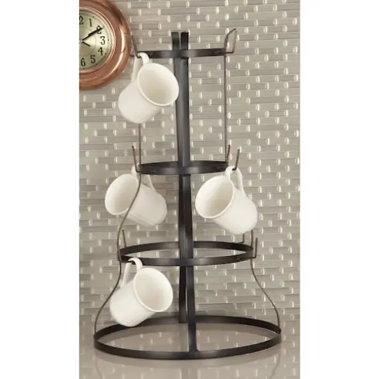 16" & 24" Black Metal Farmhouse Mug Holder Set {3}
