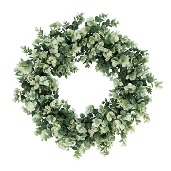 24" Light Green Eucalyptus Floral Spring Wreath {1}