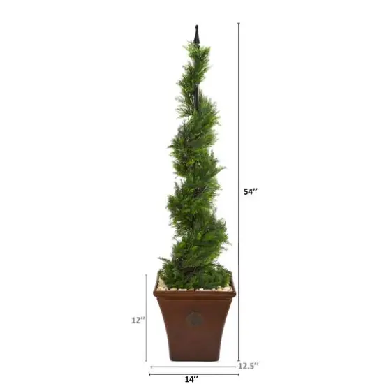 4.5ft. Cypress Spiral Tree in Brown Planter {3}