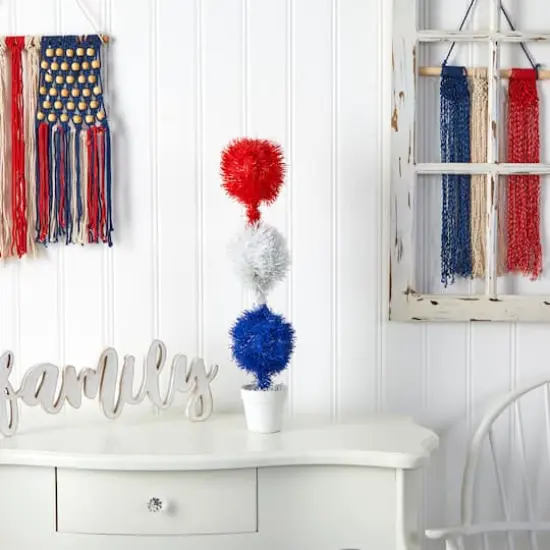 2ft. Red, White & Blue Americana Topiary Plant with 35 Warm LED Lights {6}