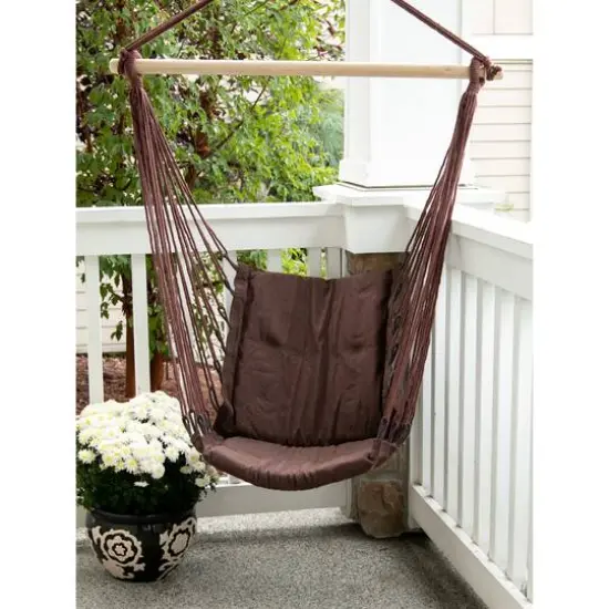 Espresso Cotton Padded Swing Chair, 40" x 55" {5}