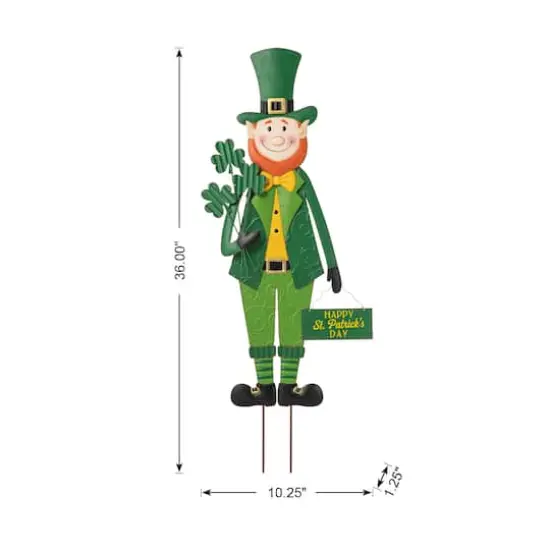 Glitzhome&reg; 36" St. Patrick's Metal Leprechaun yard stake or Standing Decor or Wall Decor {9}