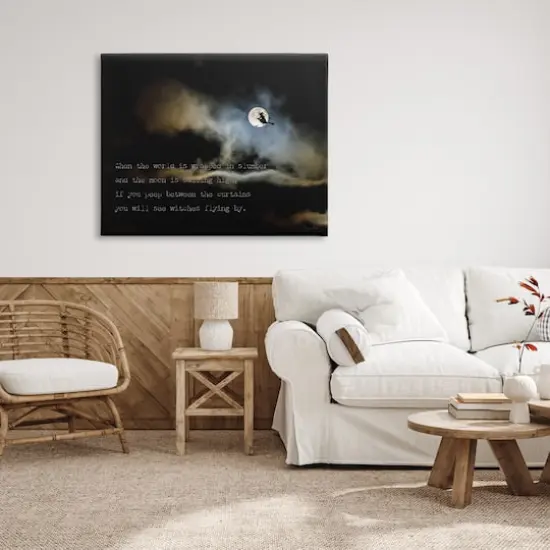 Stupell Industries Witch Flying By Moon Canvas Wall Art {3}