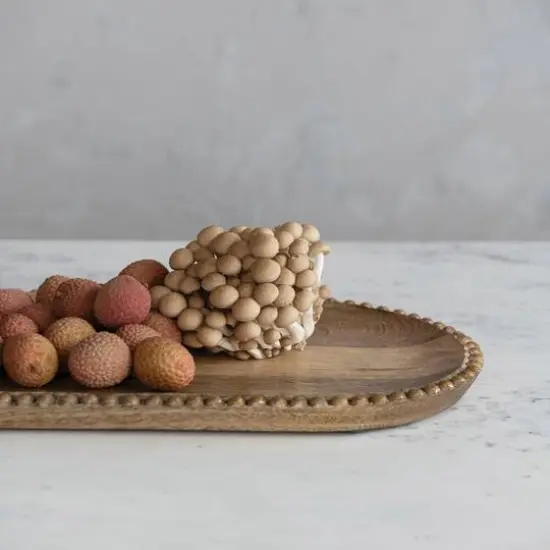 Hello Honey&reg; 16" Hand-Carved Mango Wood Tray with Wood Beads {4}