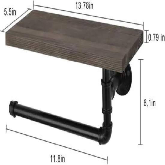 Black Vintage Industrial Pipe Wall-Mounted Paper Towel Holder {7}