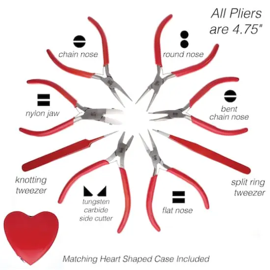 The Beadsmith&reg; 8 Piece Pliers Set in Heart Case {5}