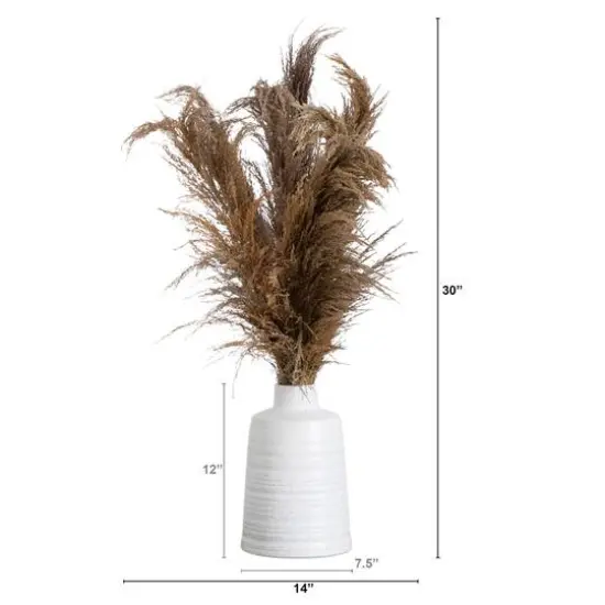 2.5ft. Dried Natural Pampas Arrangement in Ceramic Vase {8}