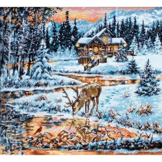 Luca-S Snowy Cabin Counted Cross Stitch Kit {1}