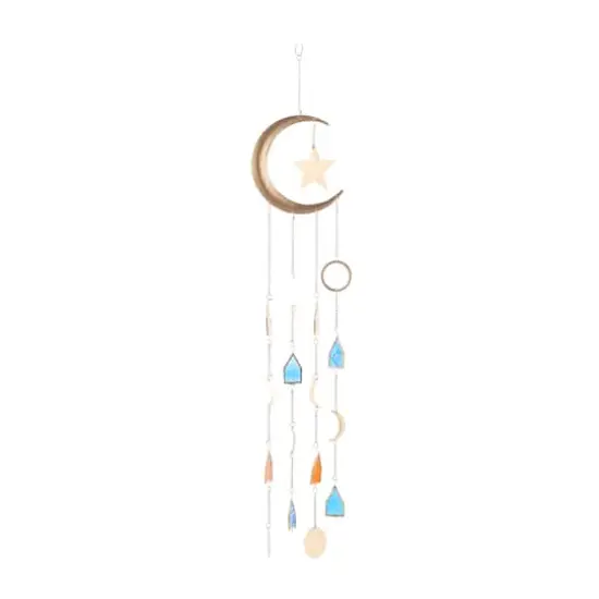 Gold Contemporary Moon and Sun Windchime, 8" x 2" x 42" {7}